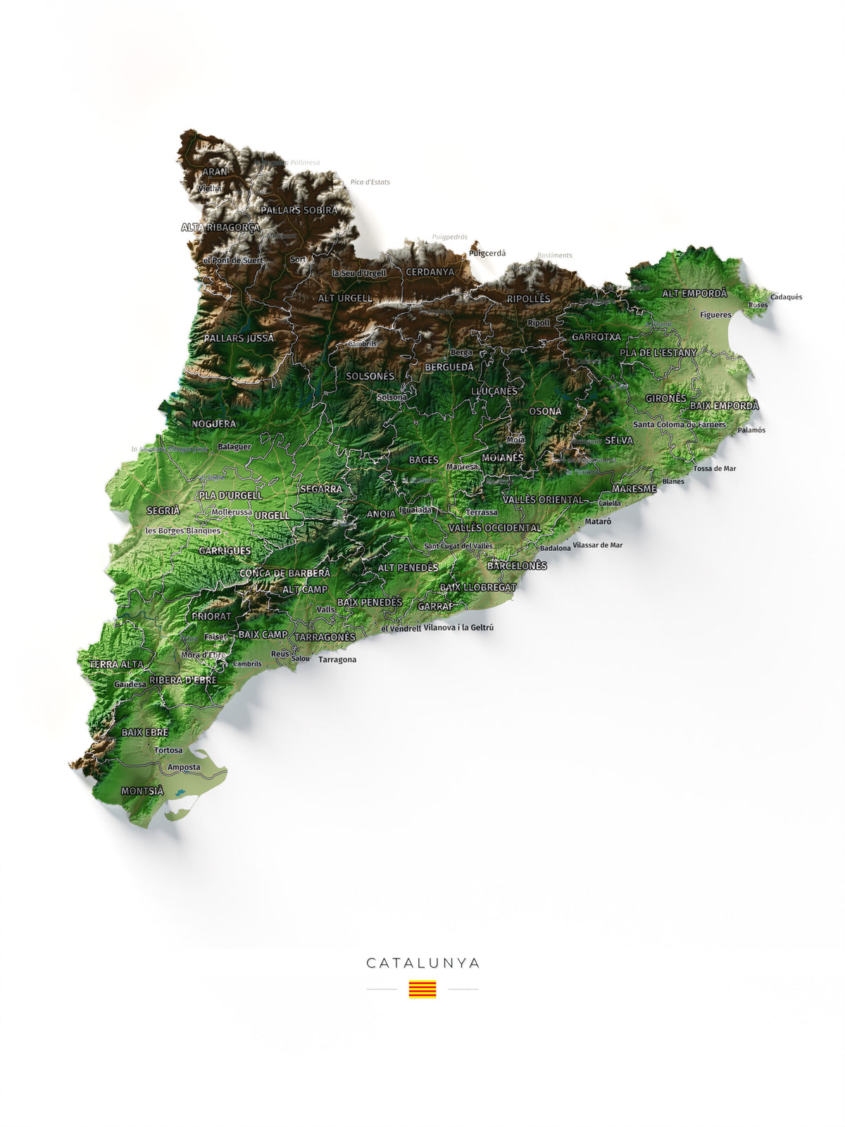 Mapa del relleu de Catalunya · Clàssic · 30 × 40 cm · Vista completa