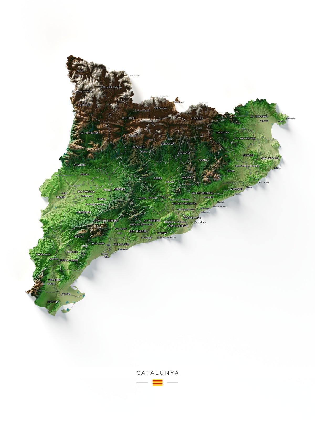 Mapa del relleu de Catalunya · Clàssic · 50 × 70 cm · Vista completa