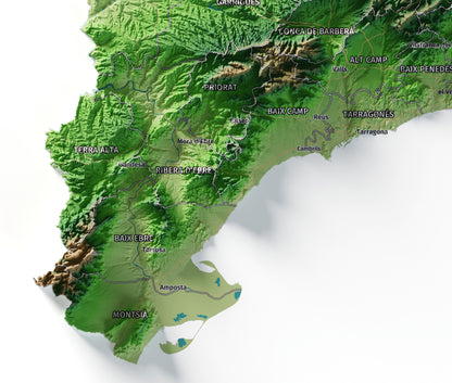 Mapa del relleu de Catalunya · Clàssic · 61 × 91 cm · Detall del sud