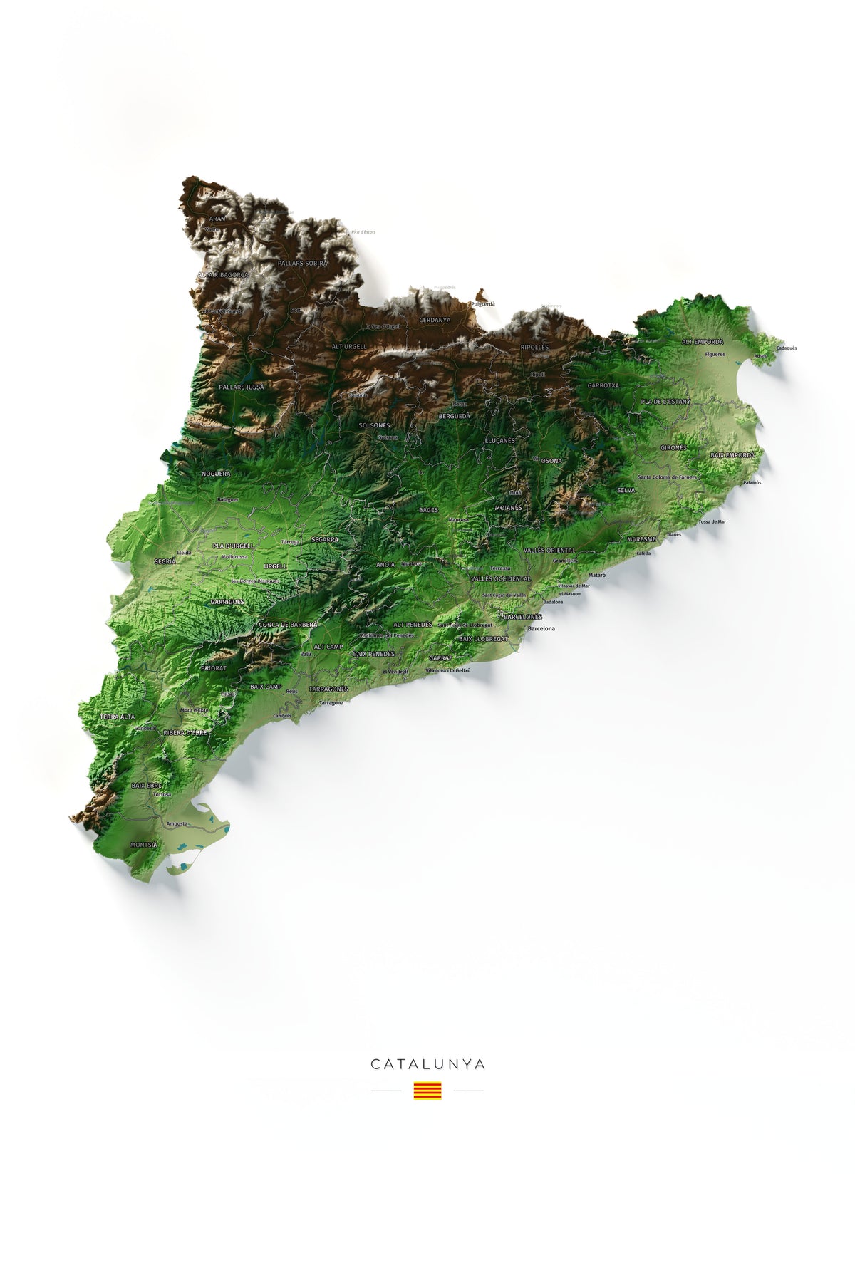 Mapa del relleu de Catalunya · Clàssic · 61 × 91 cm · Vista completa