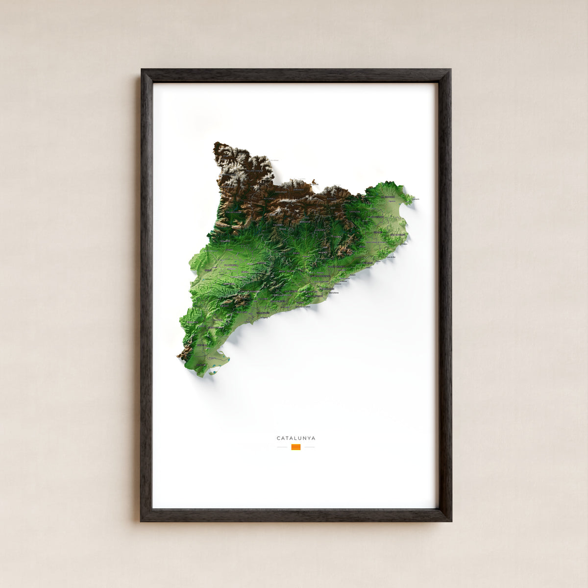 Mapa del relleu de Catalunya · Clàssic · 61 × 91 cm · Làmina emmarcada