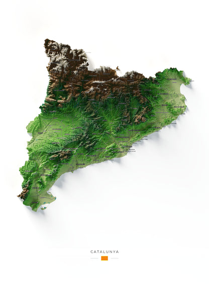 Mapa del relleu de Catalunya · Clàssic · 70 × 100 cm · Vista completa