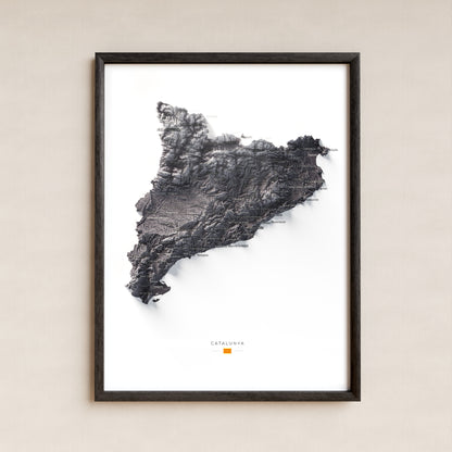 Mapa del relleu de Catalunya · Gris lavanda · 30 × 40 cm · Làmina emmarcada