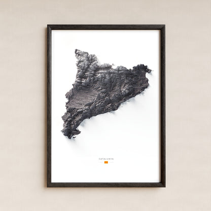 Mapa del relleu de Catalunya · Gris lavanda · 50 × 70 cm · Làmina emmarcada