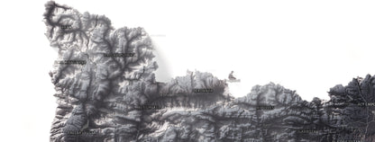 Mapa del relleu de Catalunya · Gris lavanda · 61 × 91 cm · Detall del nord