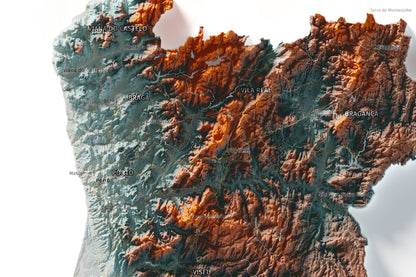 Mapa del relieve de Portugal continental · Contrastado · 61 × 91 cm · Detalle del norte