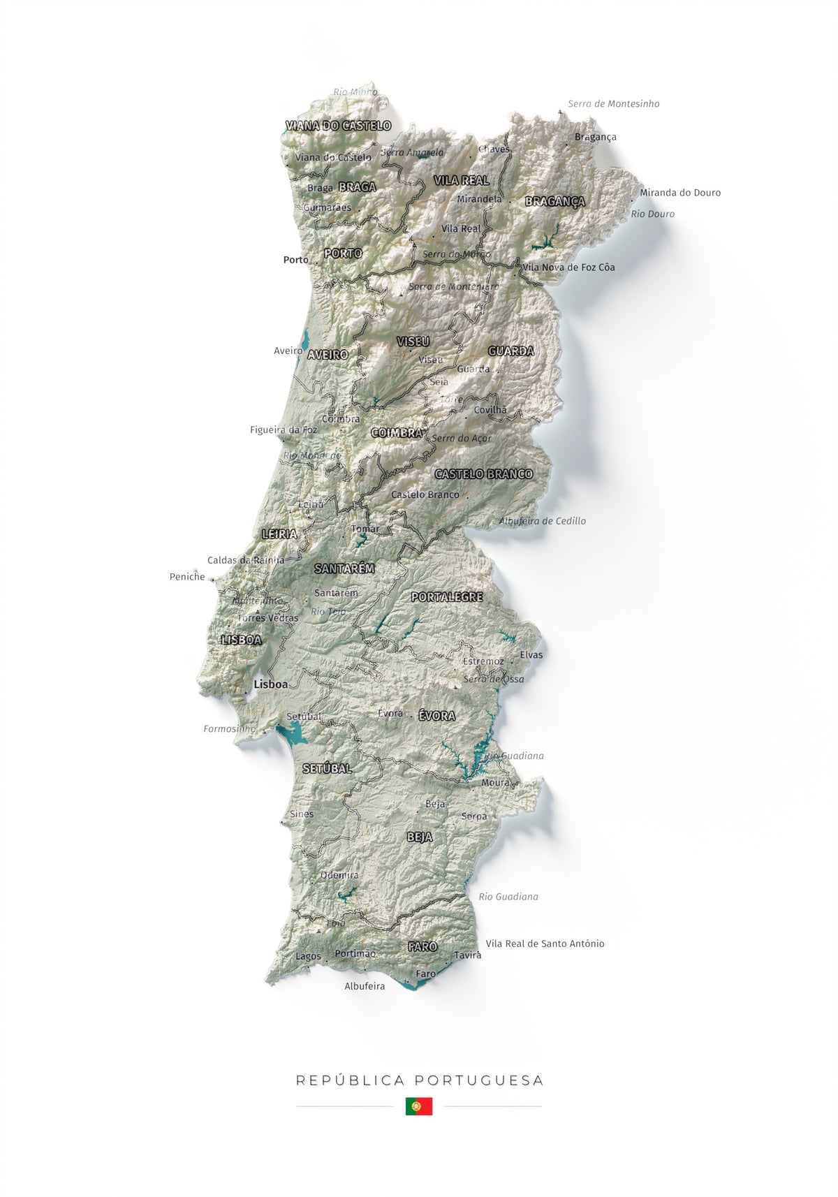 Mapa del relieve de Portugal continental · Cartográfico · 21 × 30 cm · Vista completa