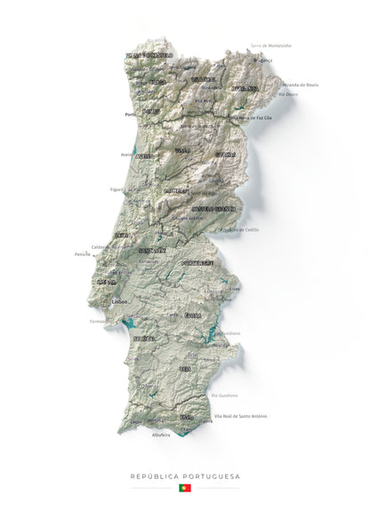 Mapa del relieve de Portugal continental · Cartográfico · 21 × 30 cm · Vista completa