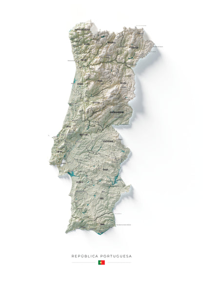 Mapa del relieve de Portugal continental · Cartográfico · 50 × 70 cm · Vista completa