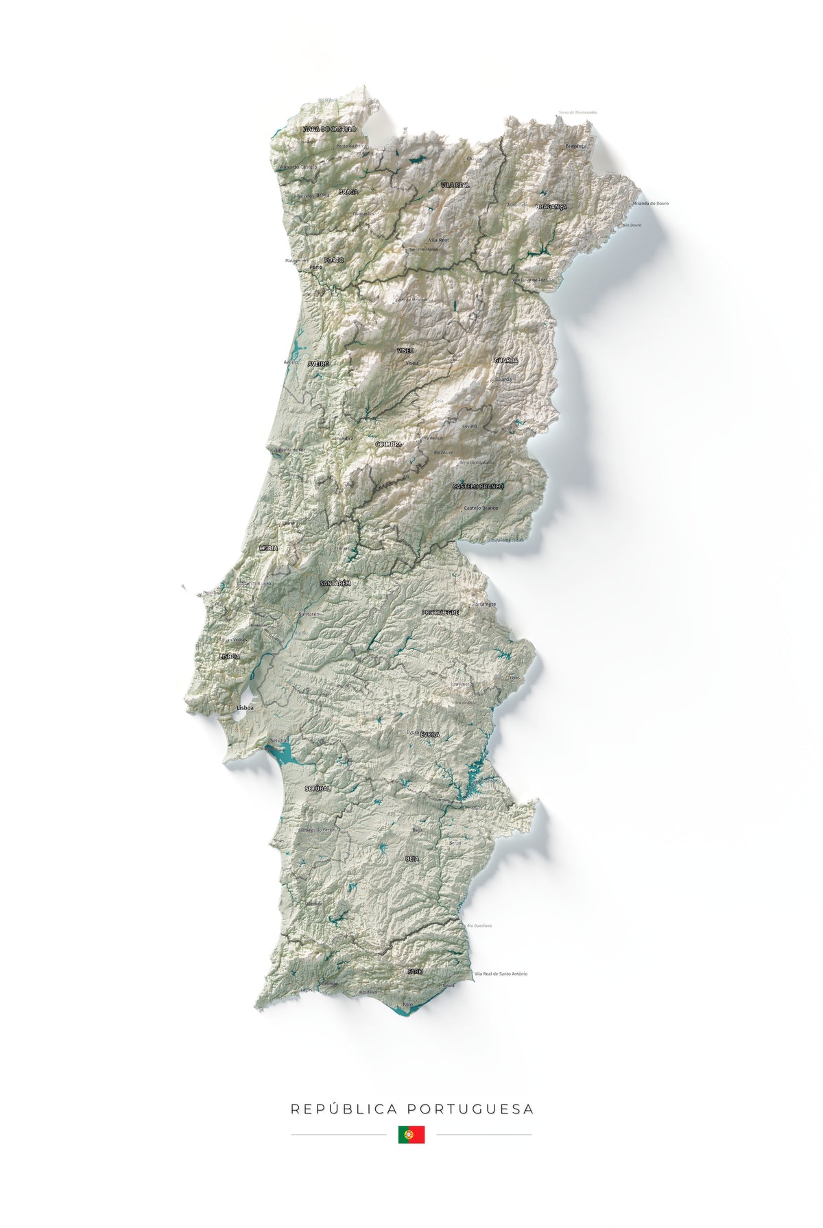Mapa del relieve de Portugal continental · Cartográfico · 61 × 91 cm · Vista completa