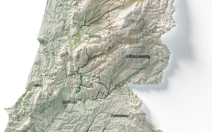 Mapa del relieve de Portugal continental · Cartográfico · 70 × 100 cm · Detalle del centro