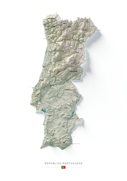 Mapa del relieve de Portugal continental · Cartográfico · 70 × 100 cm · Vista completa
