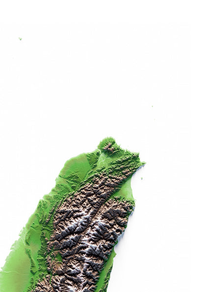 Taiwán: detalle de la ilustración del mapa de relieve.