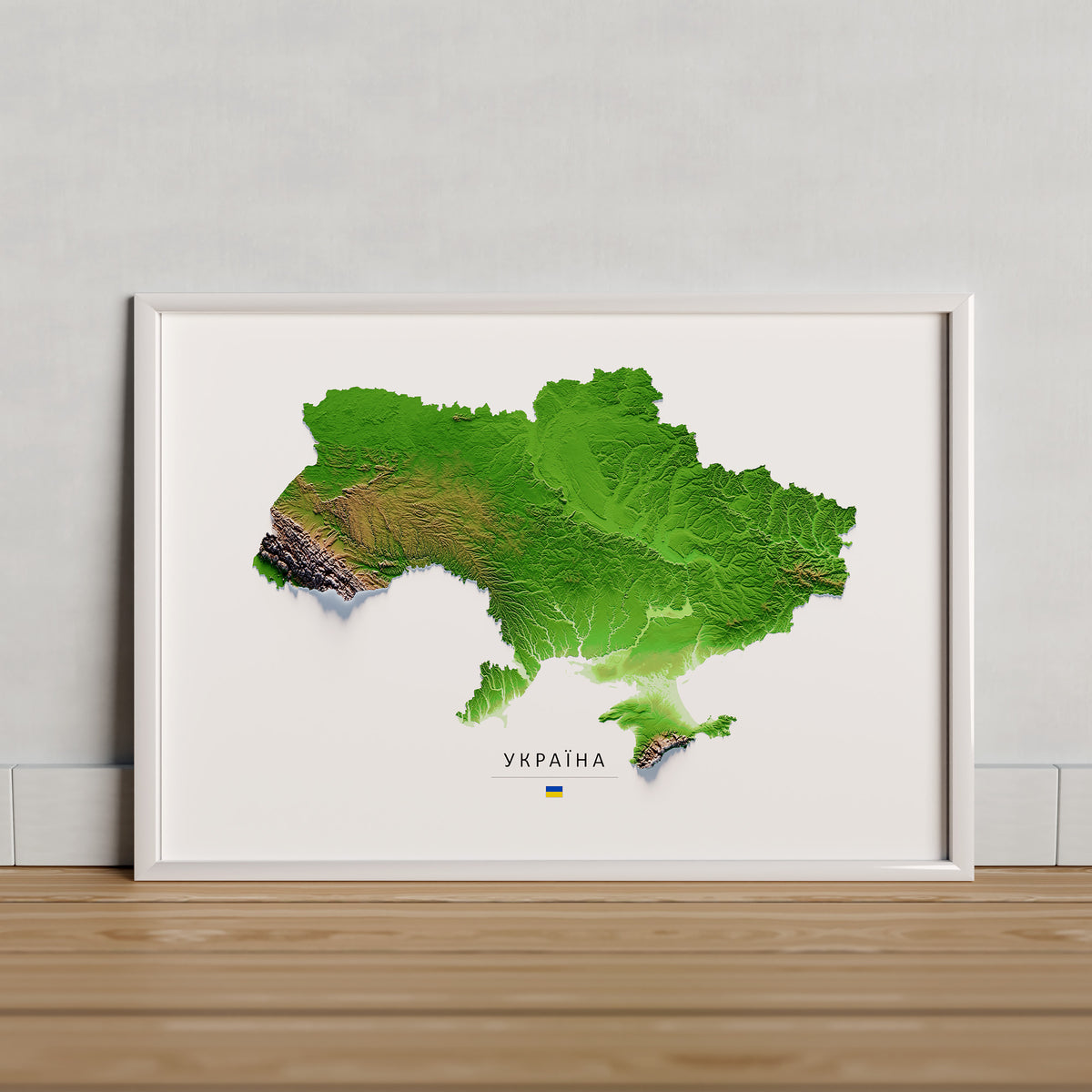 Ucraïna: vista ambientada del mapa amb marc decoratiu (marc no inclòs).