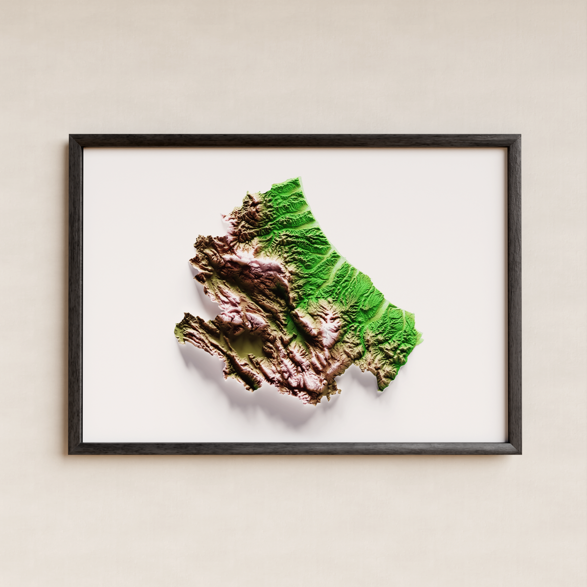 ABRUZZO. Mapa de relieve artístico / paleta clásica
