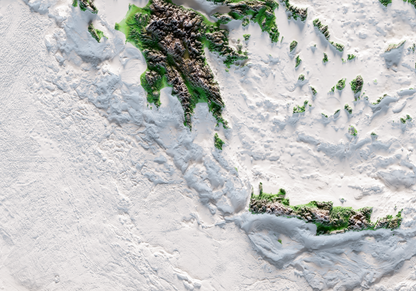 REGIÓN DEL MAR EGEO. Mapa de relieve clásico con batimetría.