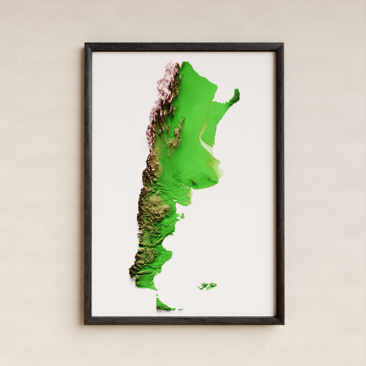 ARGENTINA. Mapa de relleu artístic / paleta clàssica