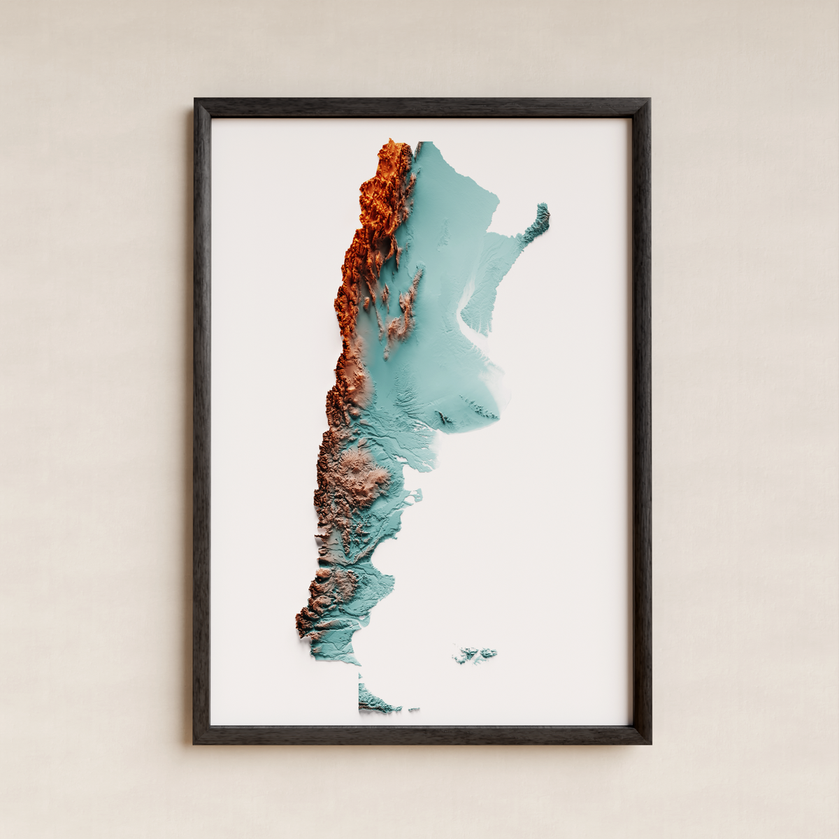 ARGENTINA. Mapa de relleu artístic / blau i taronja