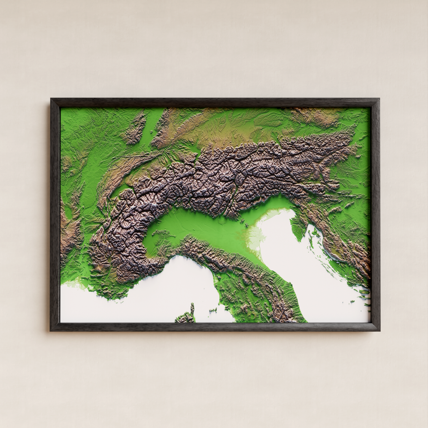 ALPES. Mapa de relieve clásico.