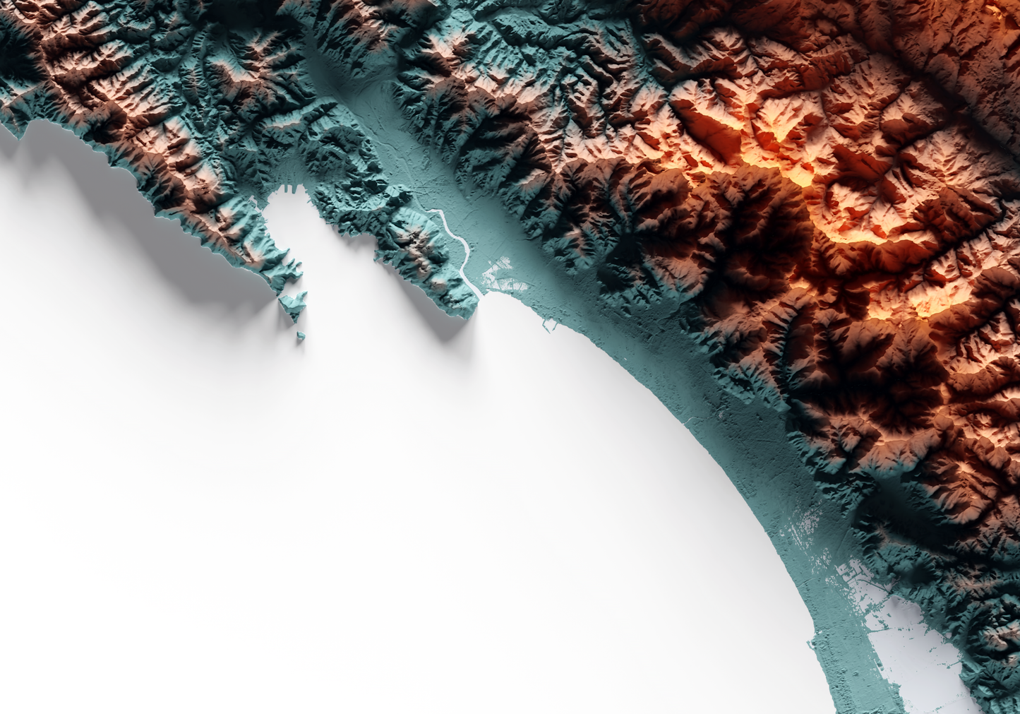 ALPES APUANOS. Mapa de relieve con contraste.