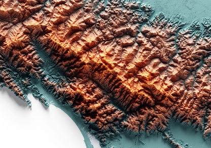 ALPES APUANOS. Mapa de relieve con contraste.
