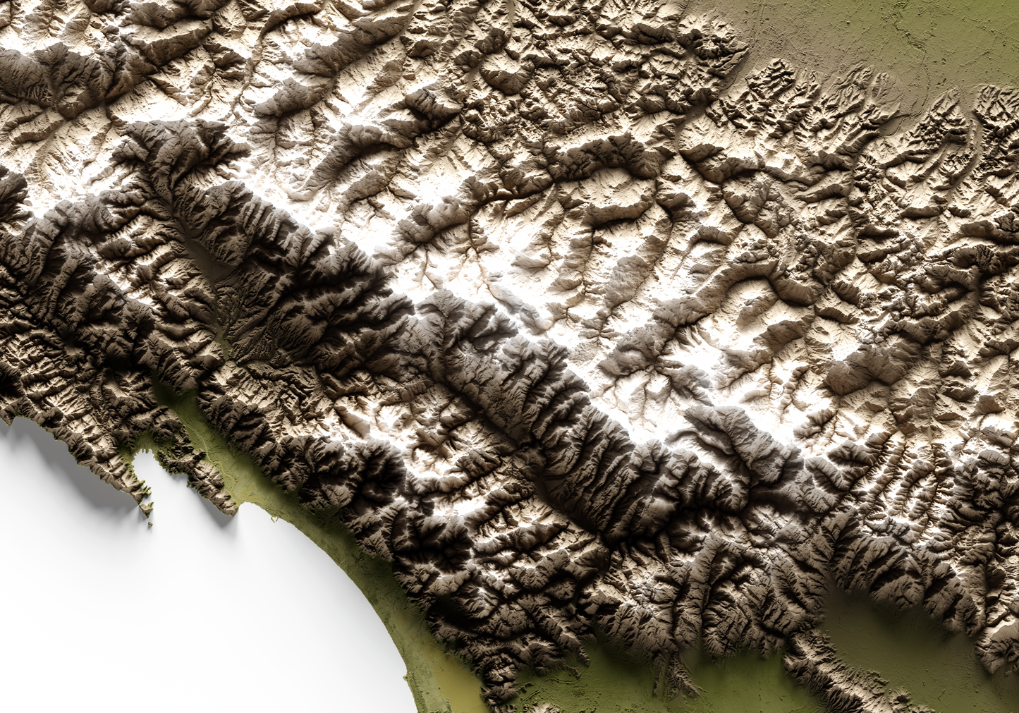 ALPES APUANOS. Mapa de relieve en colores terrosos.
