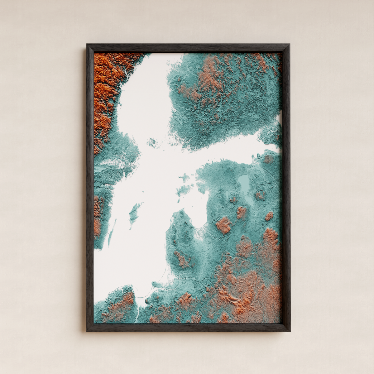 MAR BÁLTICO. Mapa de relieve artístico / contrastado