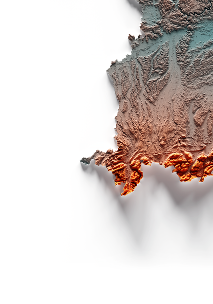 BAVIERA. Mapa de relieve con contraste.