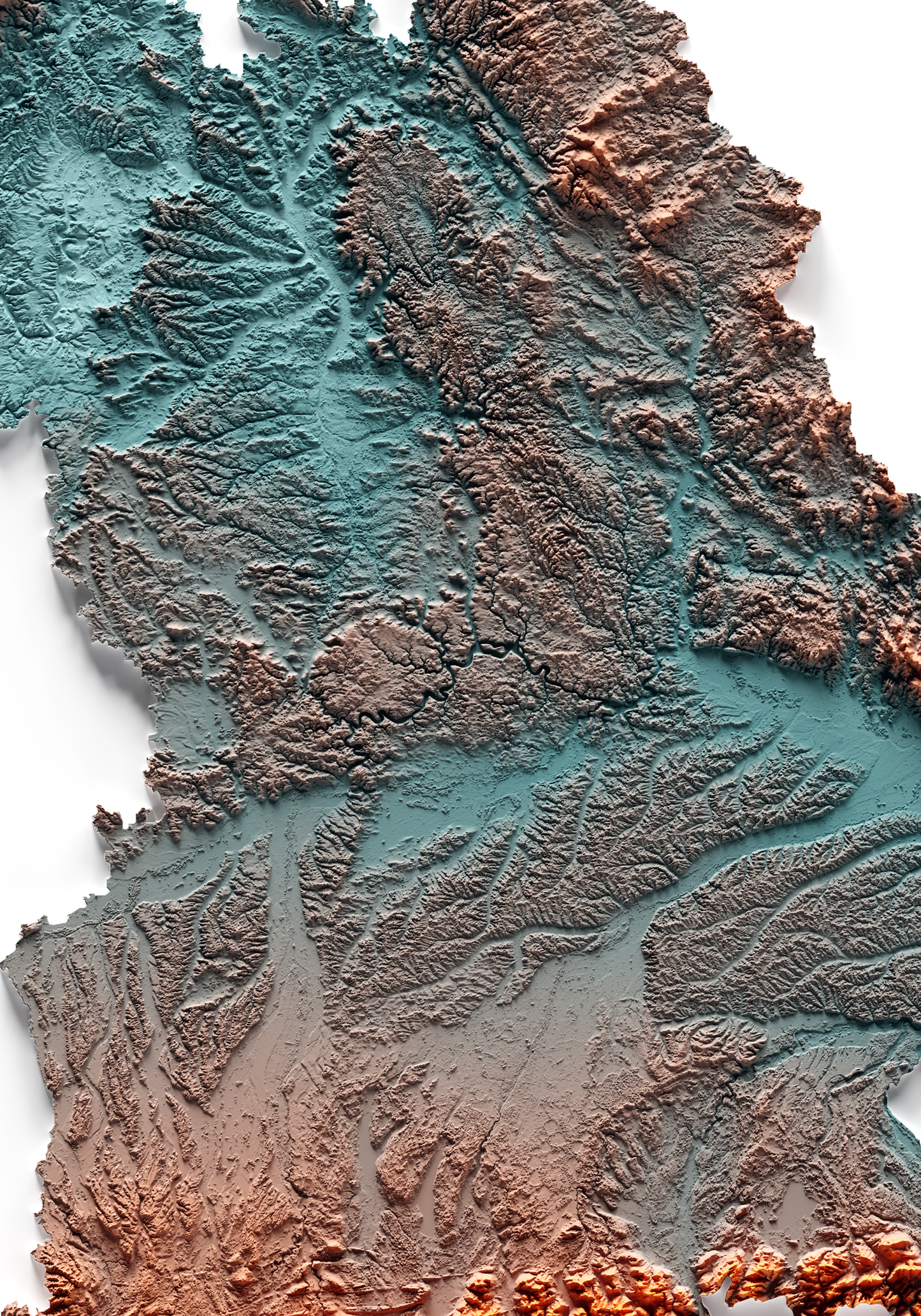 BAVIERA. Mapa de relieve con contraste.