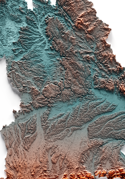BAVIERA. Mapa de relieve con contraste.