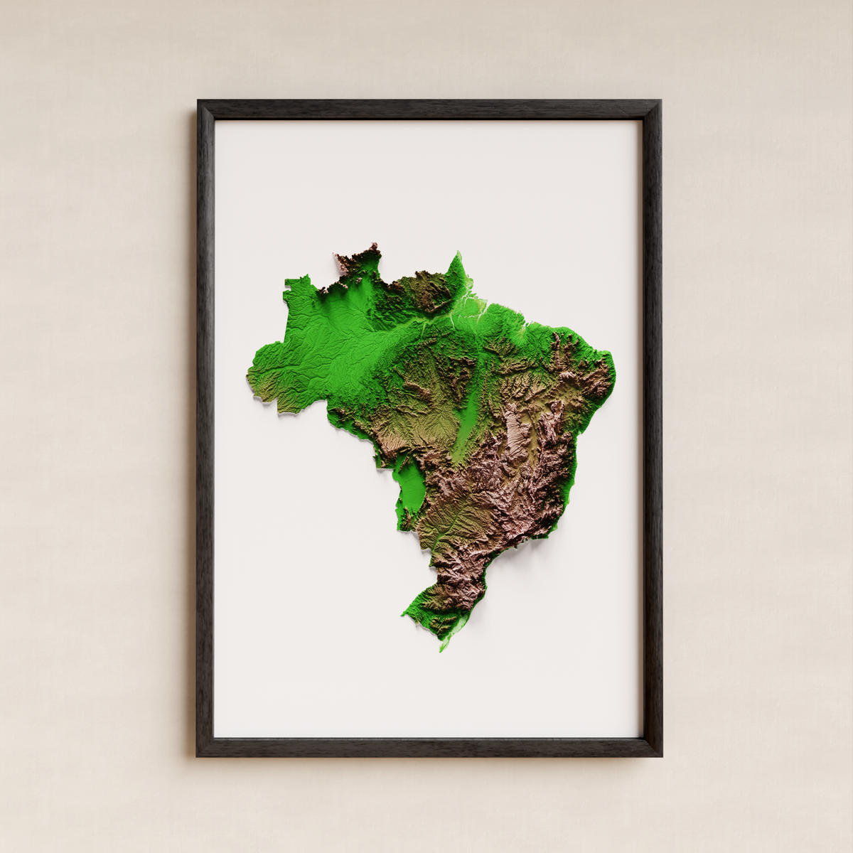 BRASIL. Mapa de relleu artístic / paleta clàssica