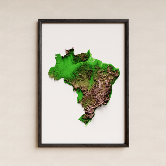 BRAZIL. Mapa de relieve clásico.
