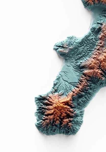 CALABRIA. Mapa de relieve con contraste.
