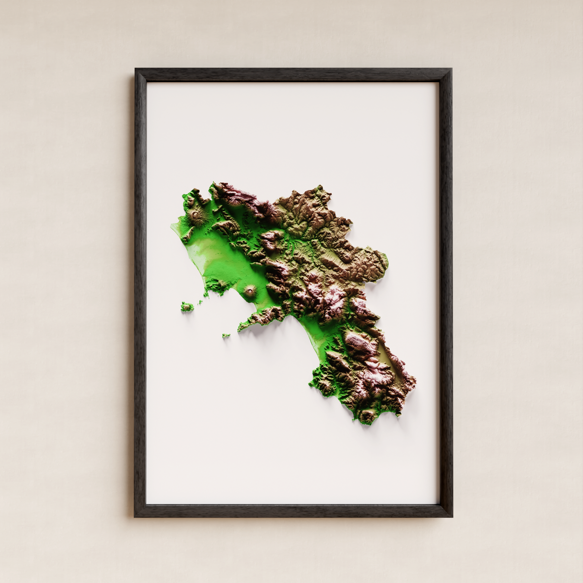 CAMPANIA. Mapa de relleu artístic / paleta clàssica