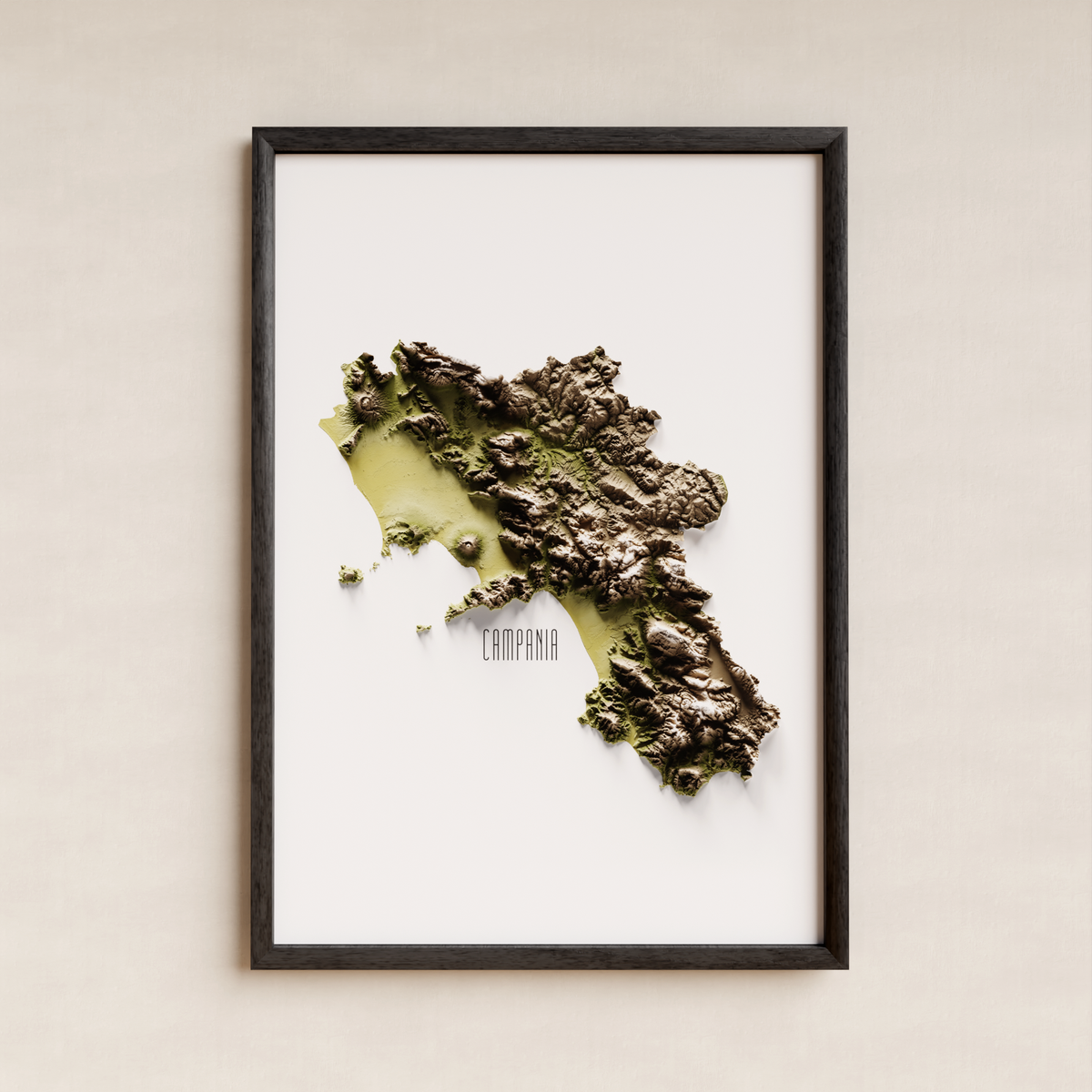 CAMPANIA. Mapa de relleu artístic / tons terrosos