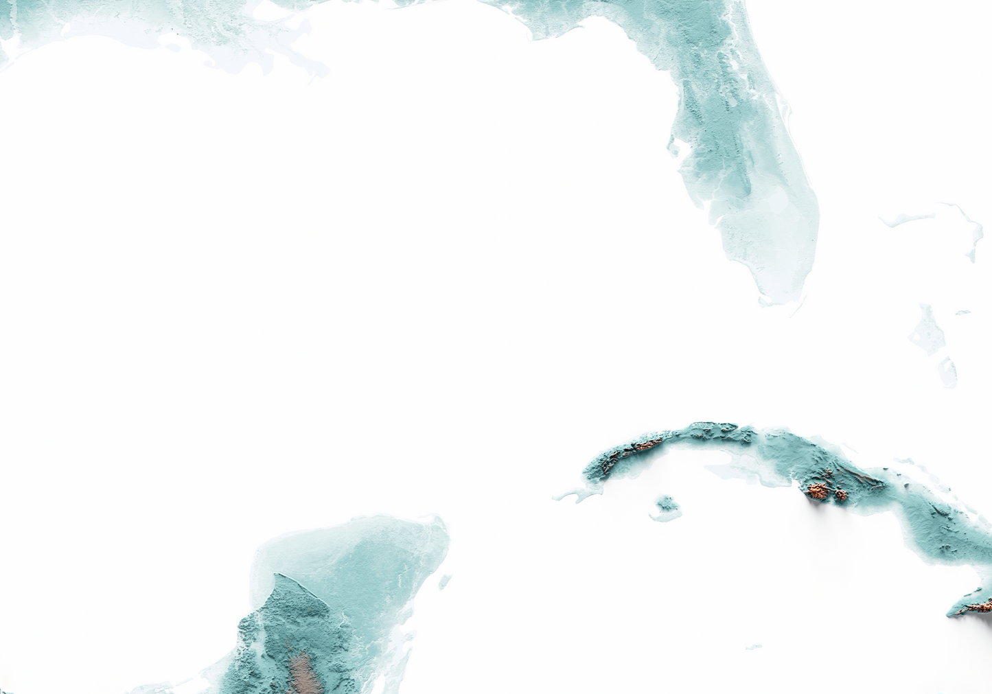 CARIBBEAN. Mapa de relieve con contraste.