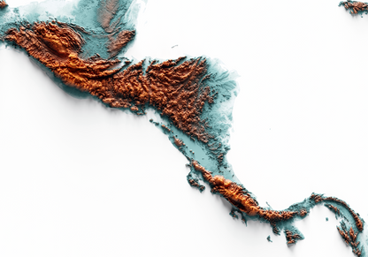 CARIBBEAN. Mapa de relieve con contraste.