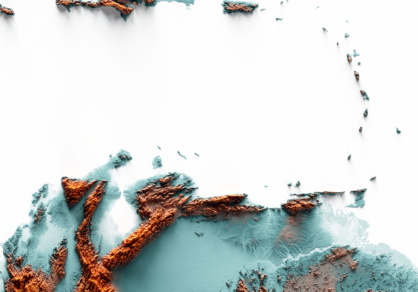 CARIBBEAN. Mapa de relieve con contraste.