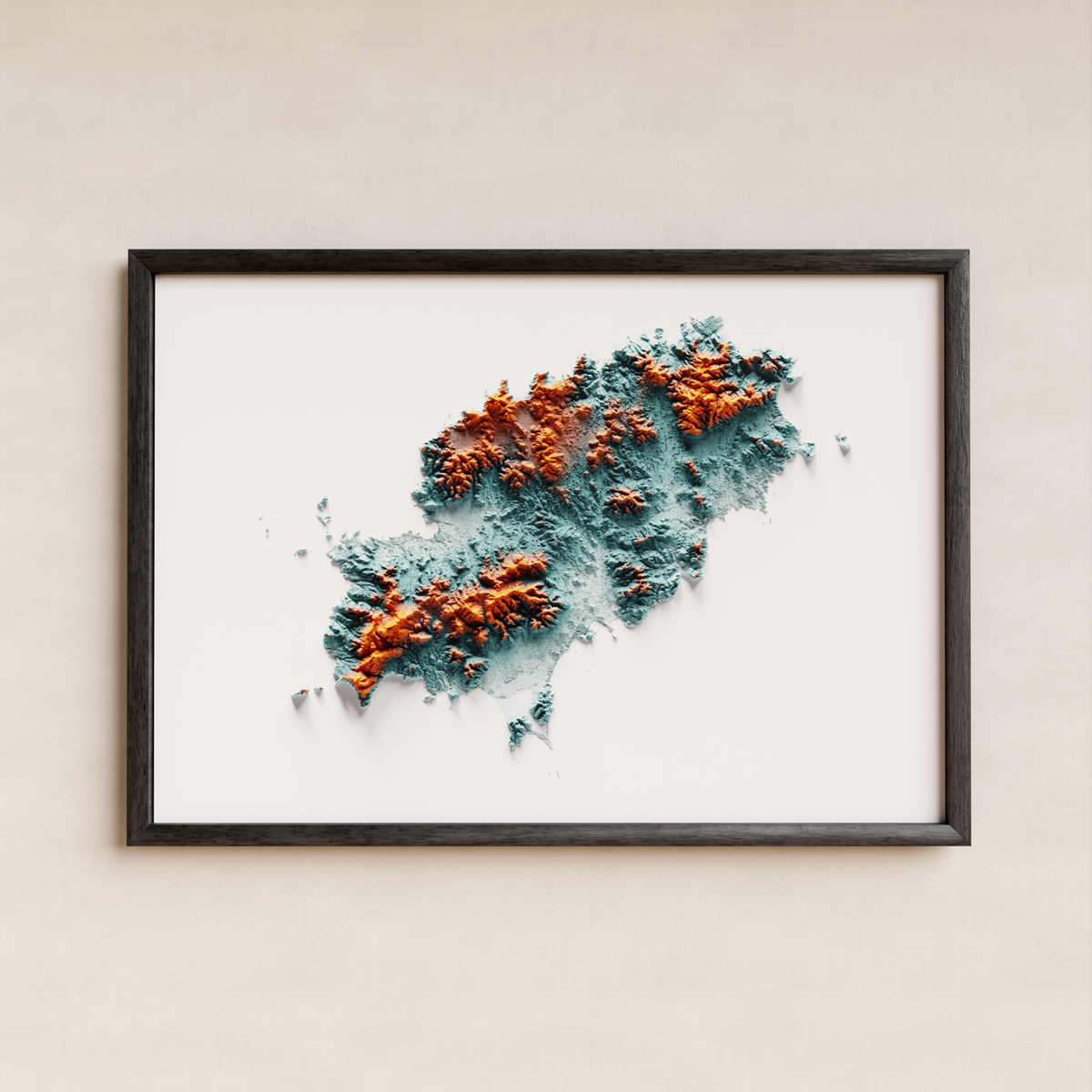 EIVISSA. Mapa de relieve artístico / contrastado