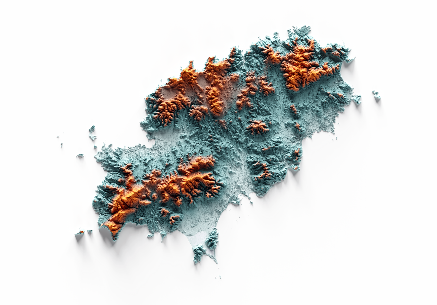 IBIZA. Mapa de relieve con contraste.