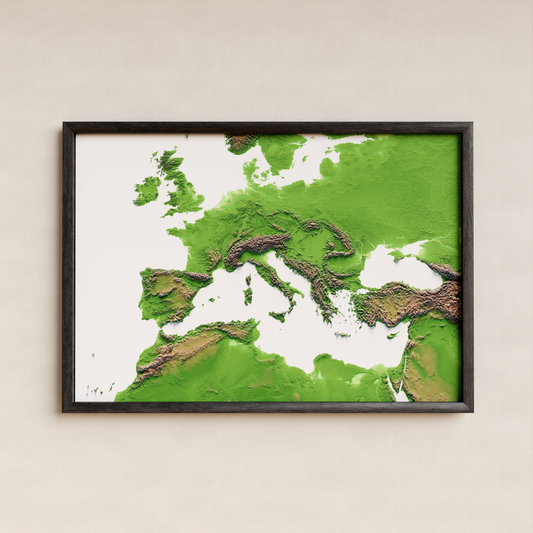 EUROPE. Mapa de relieve clásico.