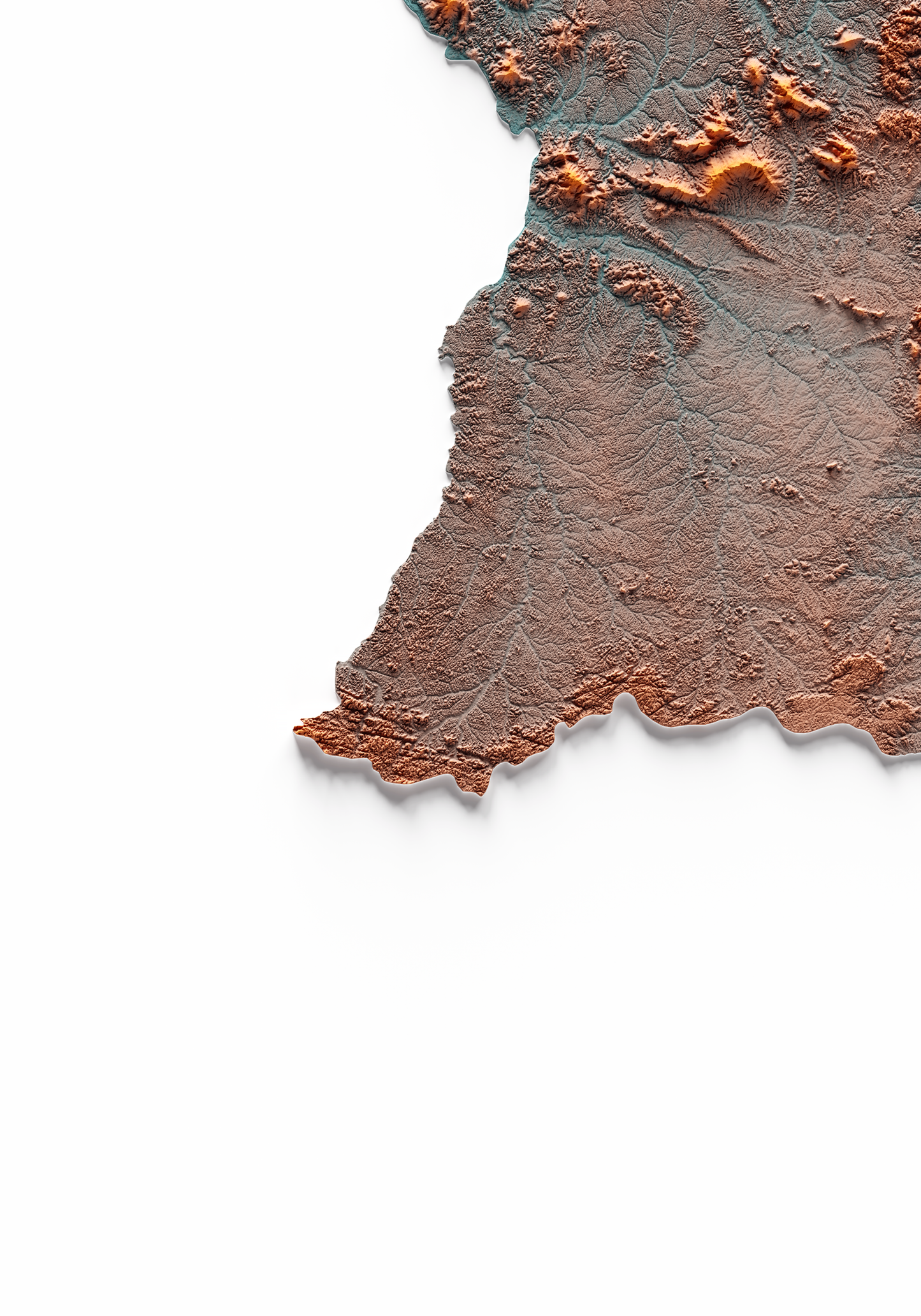 GUIANA FRANCESA. Mapa de relieve con contraste.