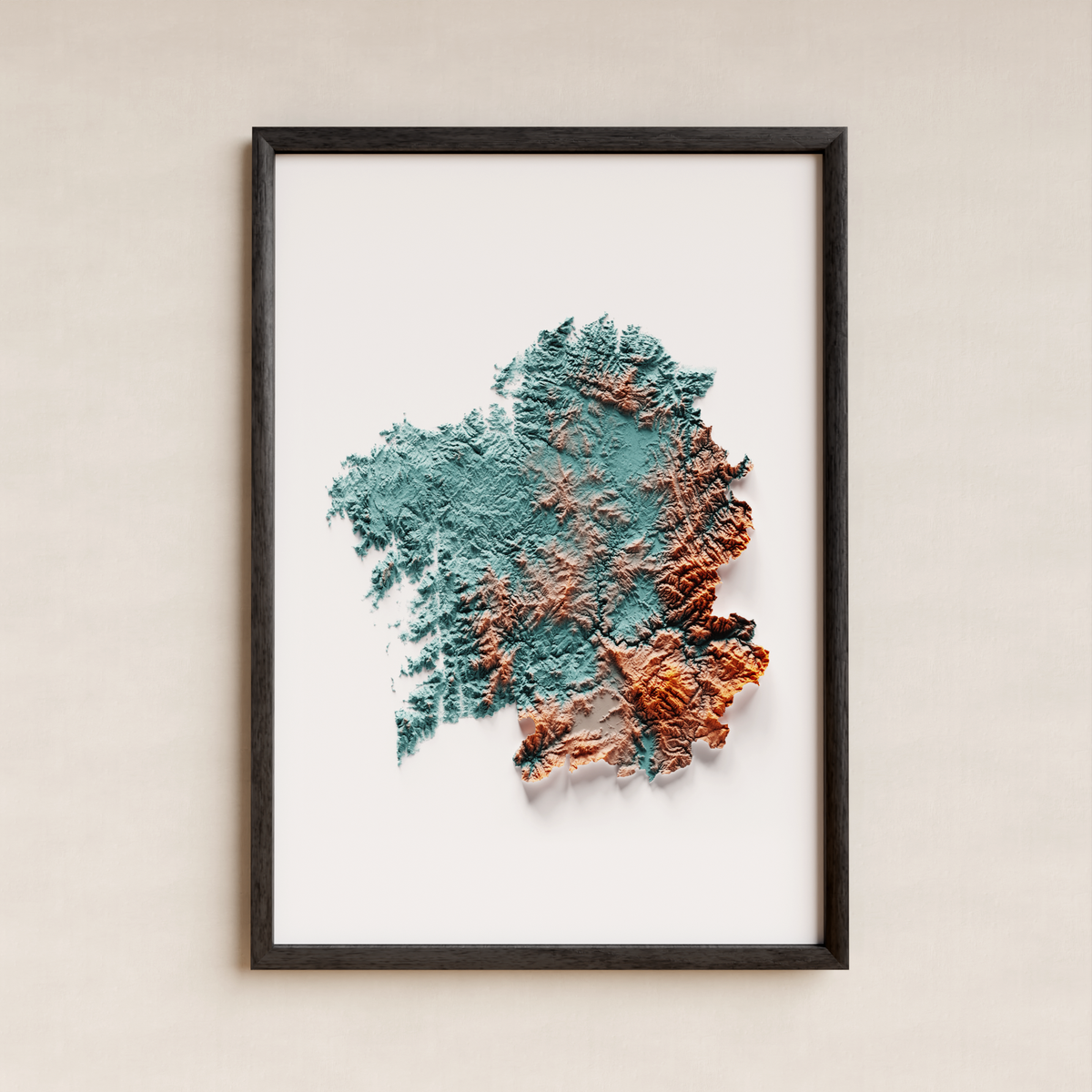 GALIZA. Mapa de relleu artístic / blau i taronja