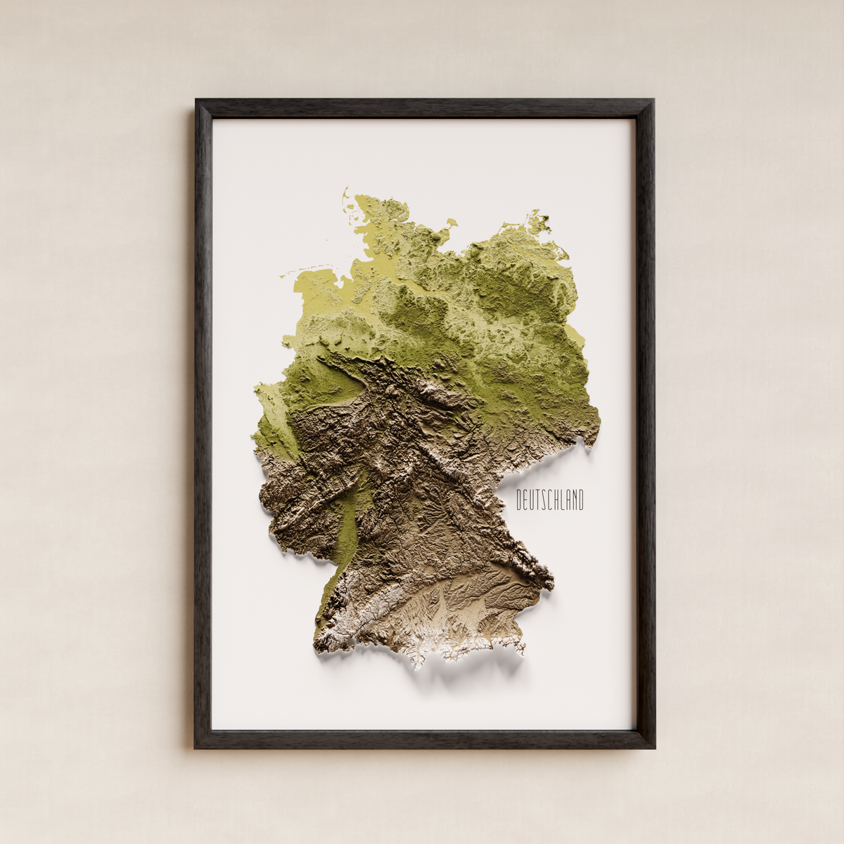 ALEMANYA. Mapa de relleu artístic / tons terrosos