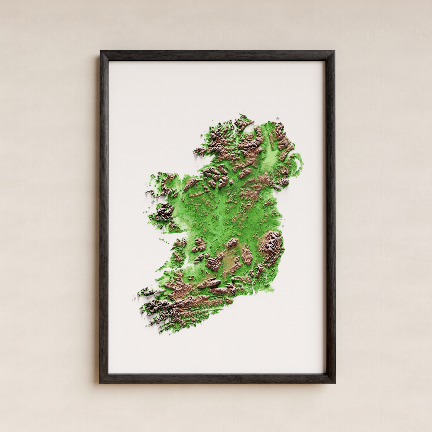 IRLANDA. Mapa de relieve clásico.