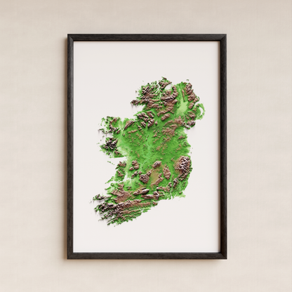 IRLANDA. Mapa de relieve clásico.