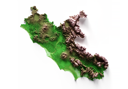 LACIO. Mapa de relieve clásico.