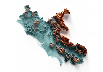 LACIO. Mapa de relieve con contraste.