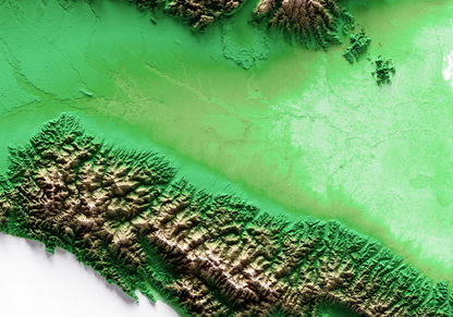MAR LIGURE. Mapa de relieve clásico.