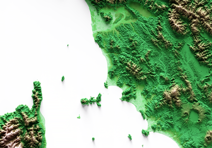 MAR LIGURE. Mapa de relieve clásico.